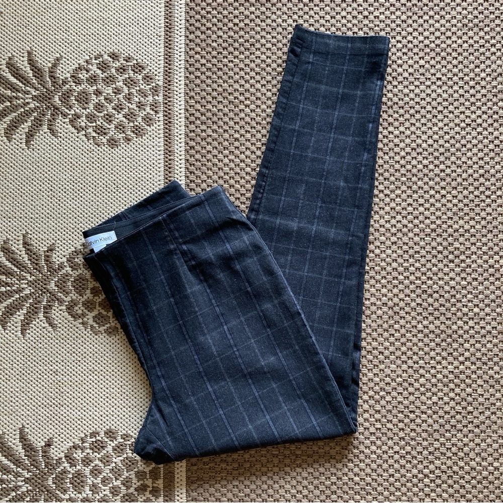 Calvin Klein Pull-On Pants Grey Plaid